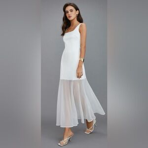 White sheer overlay maxi dress.
